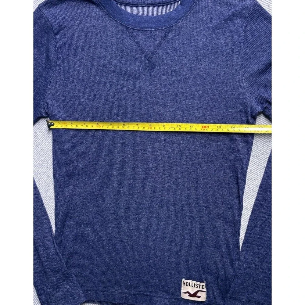 Y2K Hollister Long Sleeve Thermal Shirt Mens Small Blue Ribbed Waffle Knit